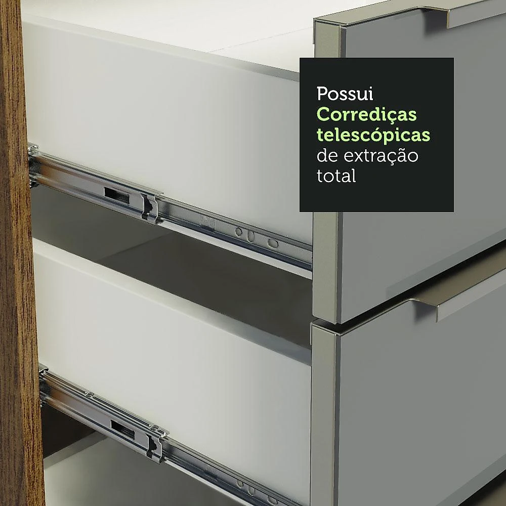 Cozinha Completa Madesa Lux 340001 com Armário e Balcão - Rustic/Cinza Rustic/Cinza