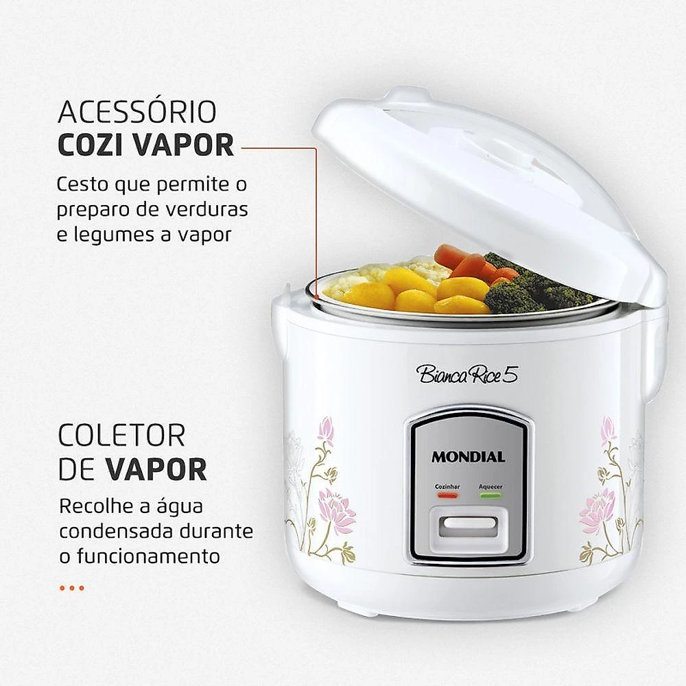 Panela de Arroz Elétrica Bianca Rice 5 NPE-05-5X 5 Xícaras 400W com Cuba Antiaderente 110V