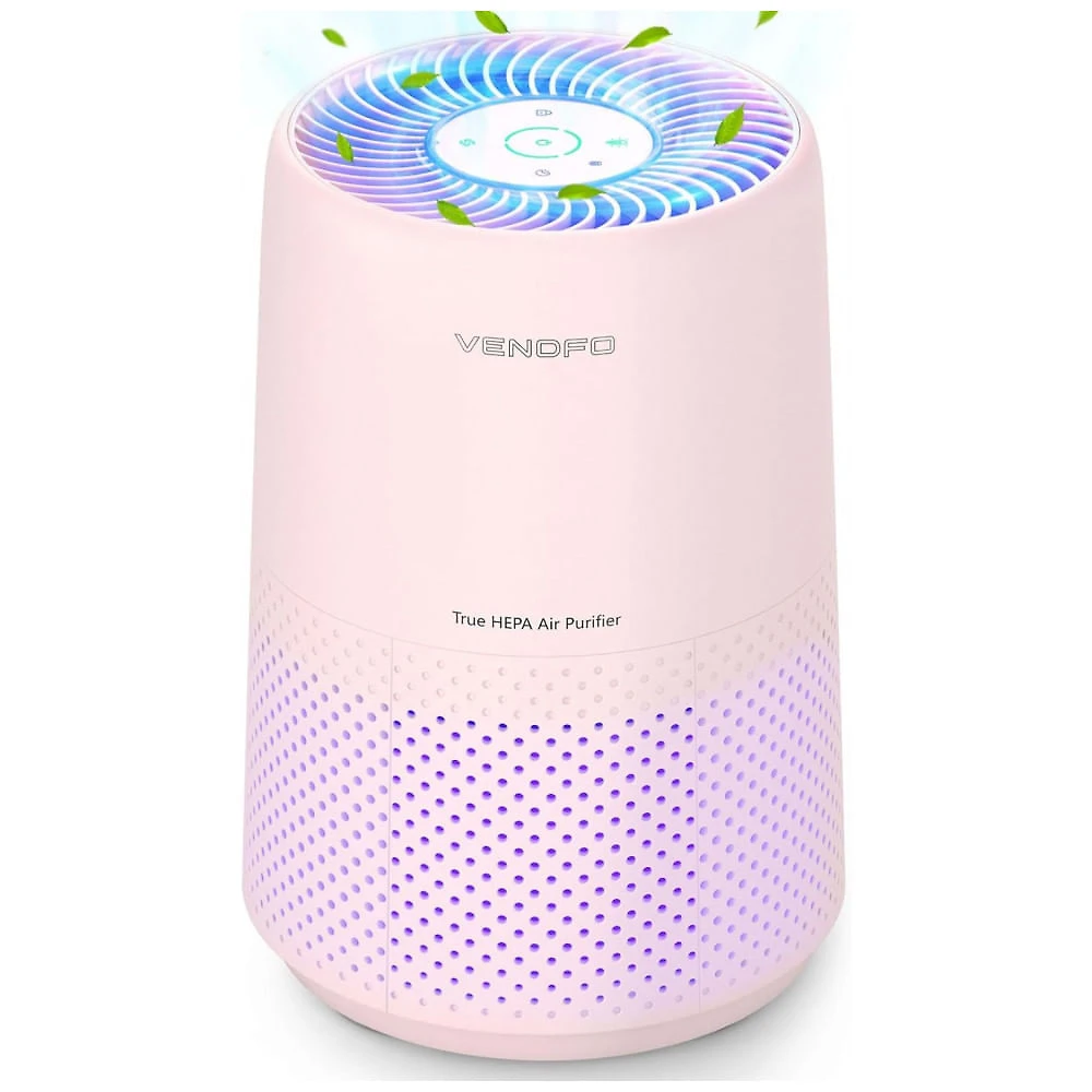 Purificador de Ar para Quarto com Filtro HEPA H13 Silencioso, VENDFO VF10, Rosa