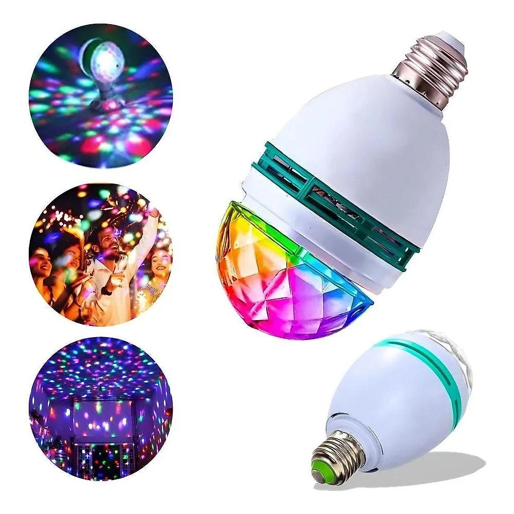 Lâmpada Festa Multicolorida LED Giratória 360 graus  com Efeito Strobo Bivolt