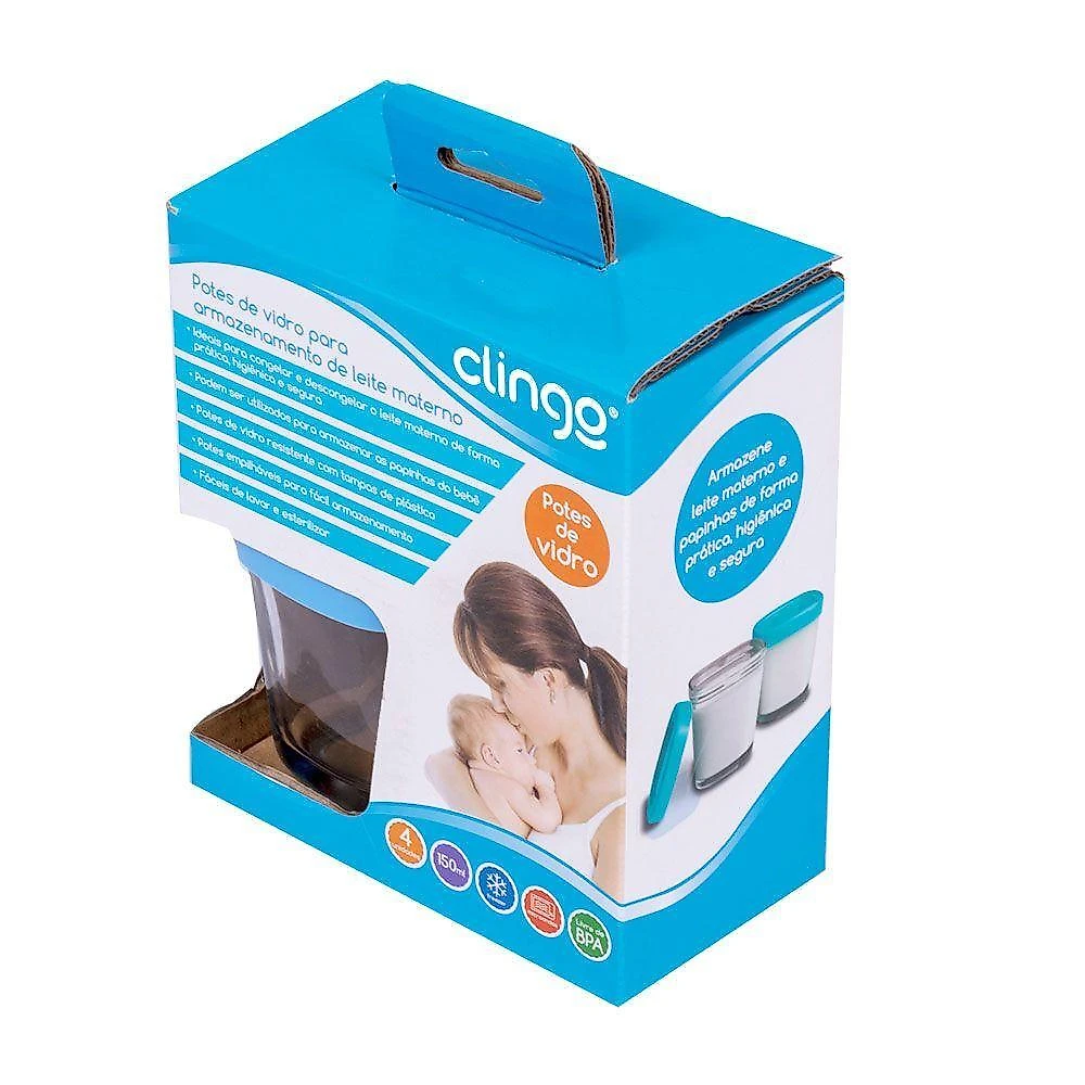 Potes De Armazenamento Para Alimentos Clingo - 4 Unidades Azuis