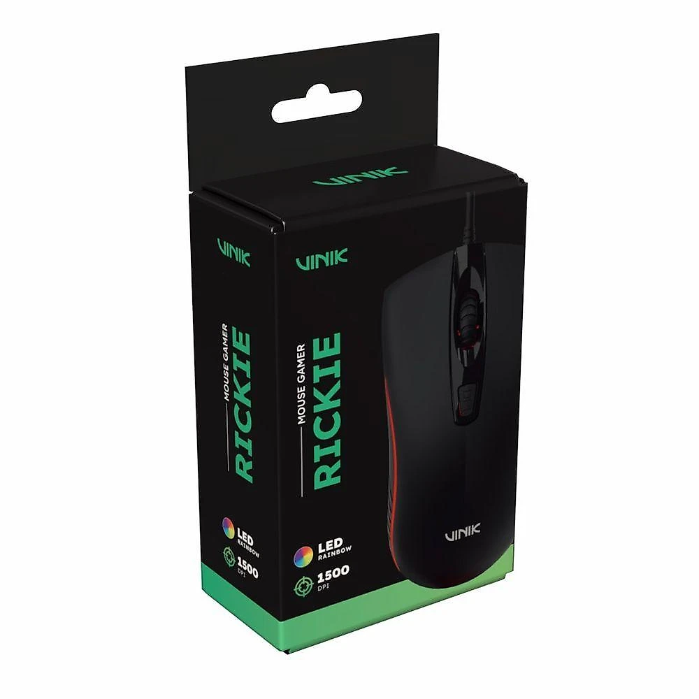 Mouse Gamer Vinik Rickie para PC 1500 DPI Ajustavel Iluminacao RGB Preto