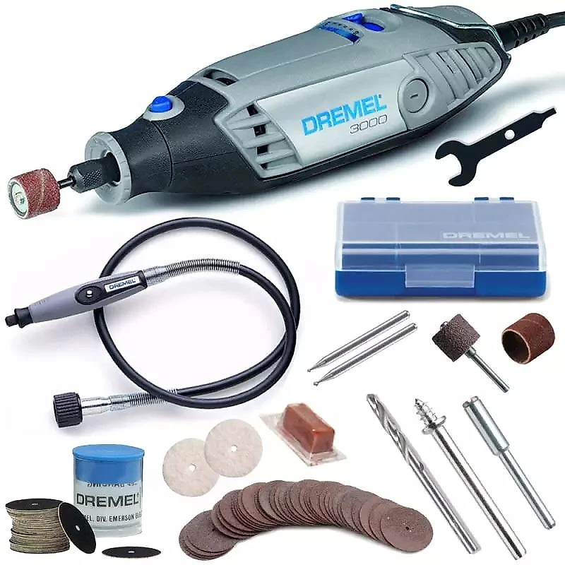 Retífica DREMEL 3000 com Eixo Flexível, 82 Acessórios e Suporte 2222 DREMEL 110V