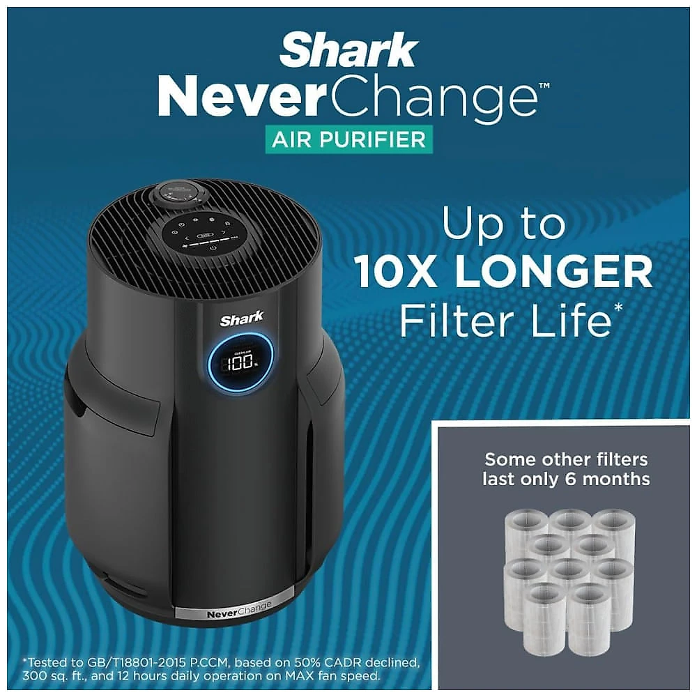 Purificador de Ar para Ambientes até 60m² com Filtro HEPA, Neutralizador de Odores e Tecnologia Clean Sense, 110V 26W, Shark HP152, Preto 110v