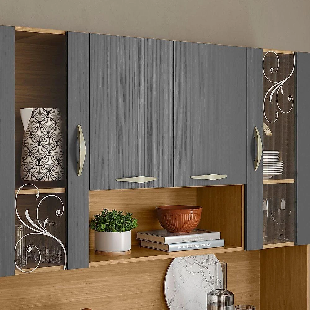 Armário Cozinha Compacta Golden Freijó/gris 8 Portas E 2 Gavetas - Kits Paraná