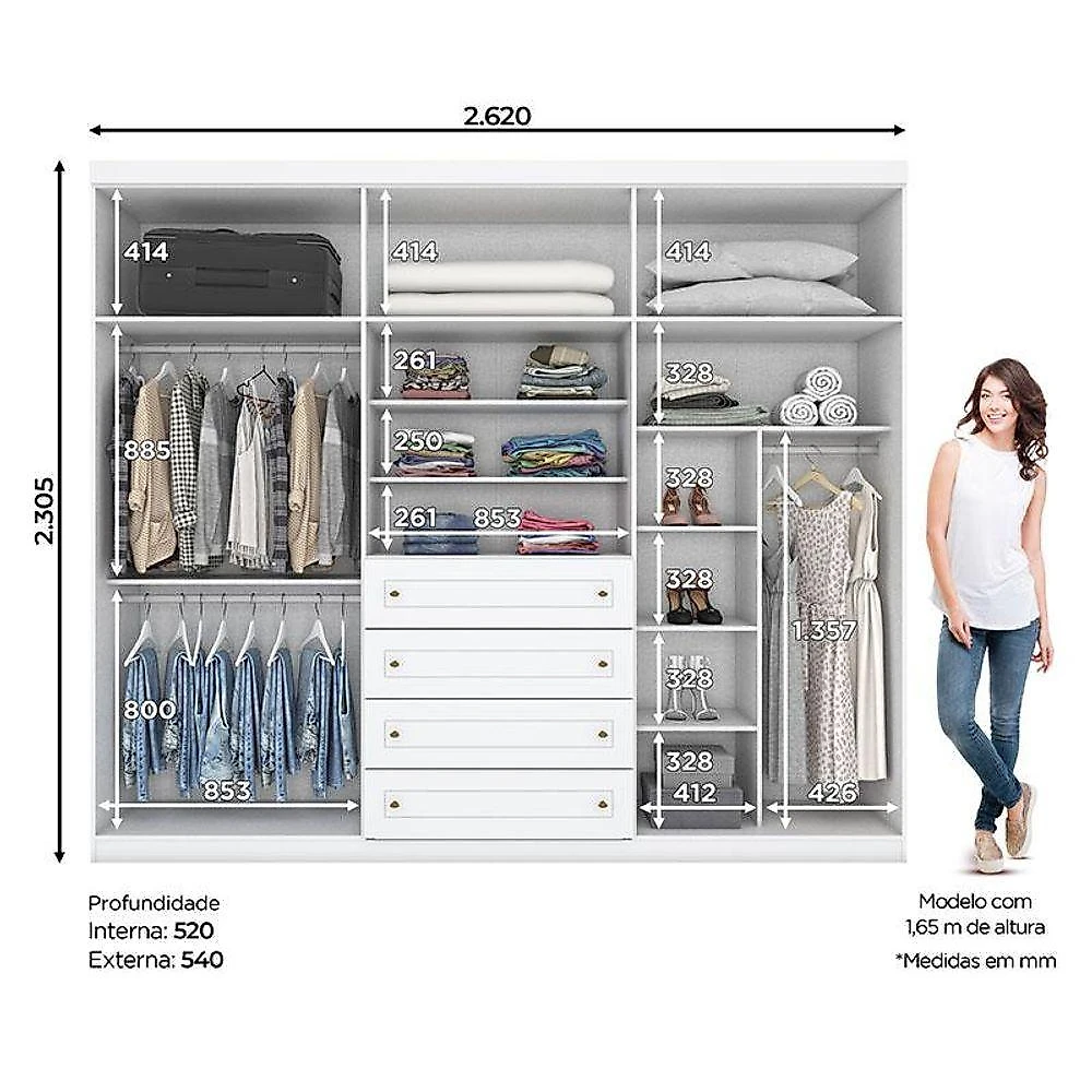Quarto De Bebê Americano 6 Portas Com Berço Danny Branco Acetinado Reller E Colchão Gazin - Henn.
