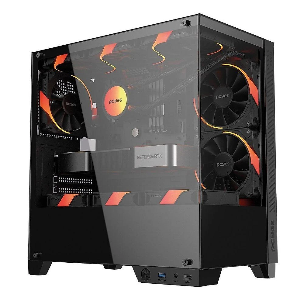 Gabinete Gamer Twr Black Vulcan Mid Tower Mini ITX Vidro Temperado com Suporte para Watercooler