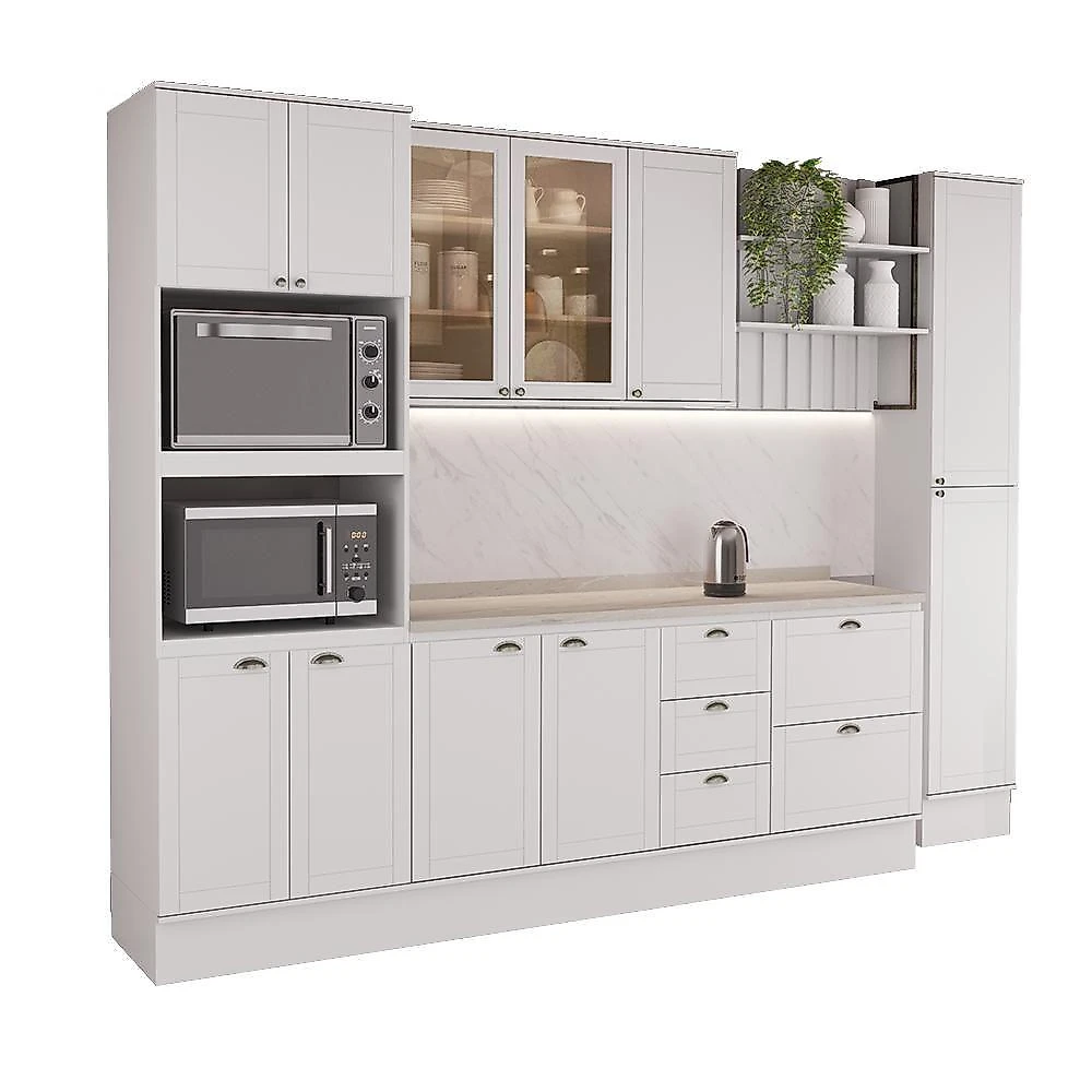 Cozinha Milla Hope 11 Portas 5 Gavetas MDF 310CM Branca Móveis Carraro webcontinental-7893455163337