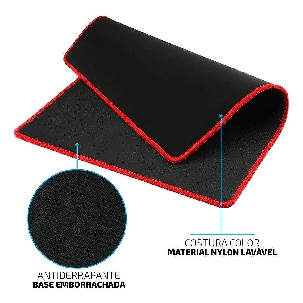 Mouse Pad Gamer Extra Grande 70X30CM Speed Antiderrapante com Borda Costurada Preto OEM