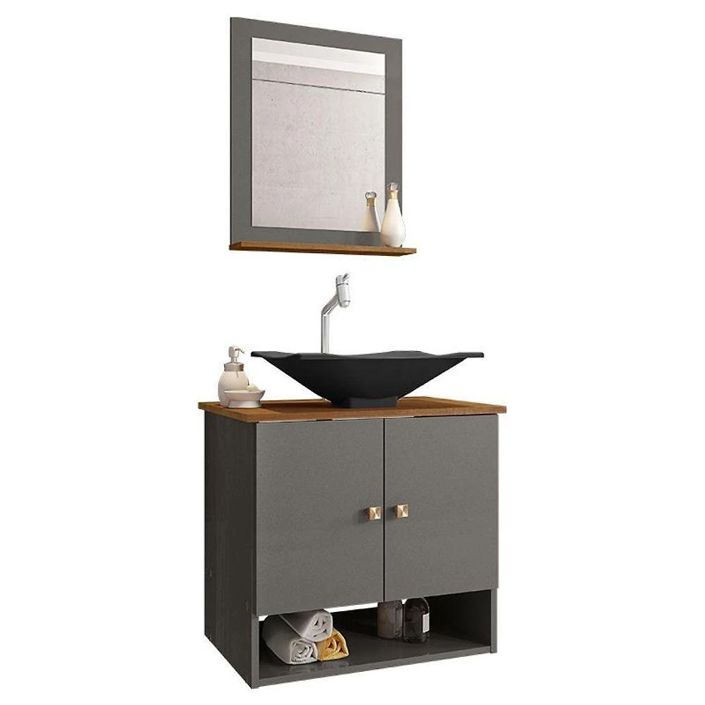 Gabinete Banheiro Deli Cuba Concava Preto Tor Dl08 Val Abs Titanium/nature Titanium/nature
