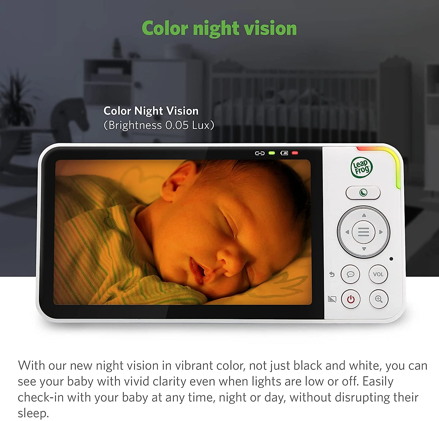 LeapFrog LF915HD Babá Eletrônica Monitor com Câmera de 12cm HD 720p 8X Zoom e Visão Noturna Alcance de 304M