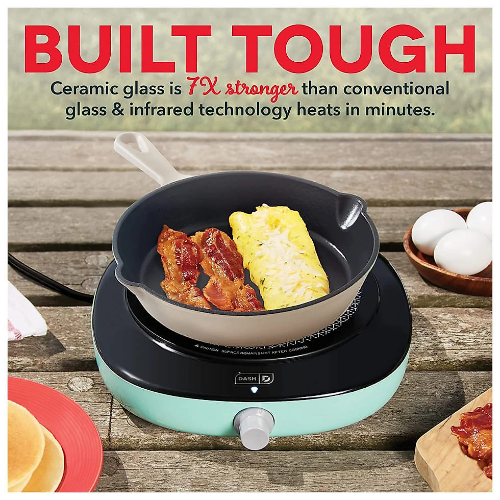 Cooktop Elétrico com Aquecimento Infra vermelho e 5 Níveis de Temperatura 110V 1200W, Dash, Verde