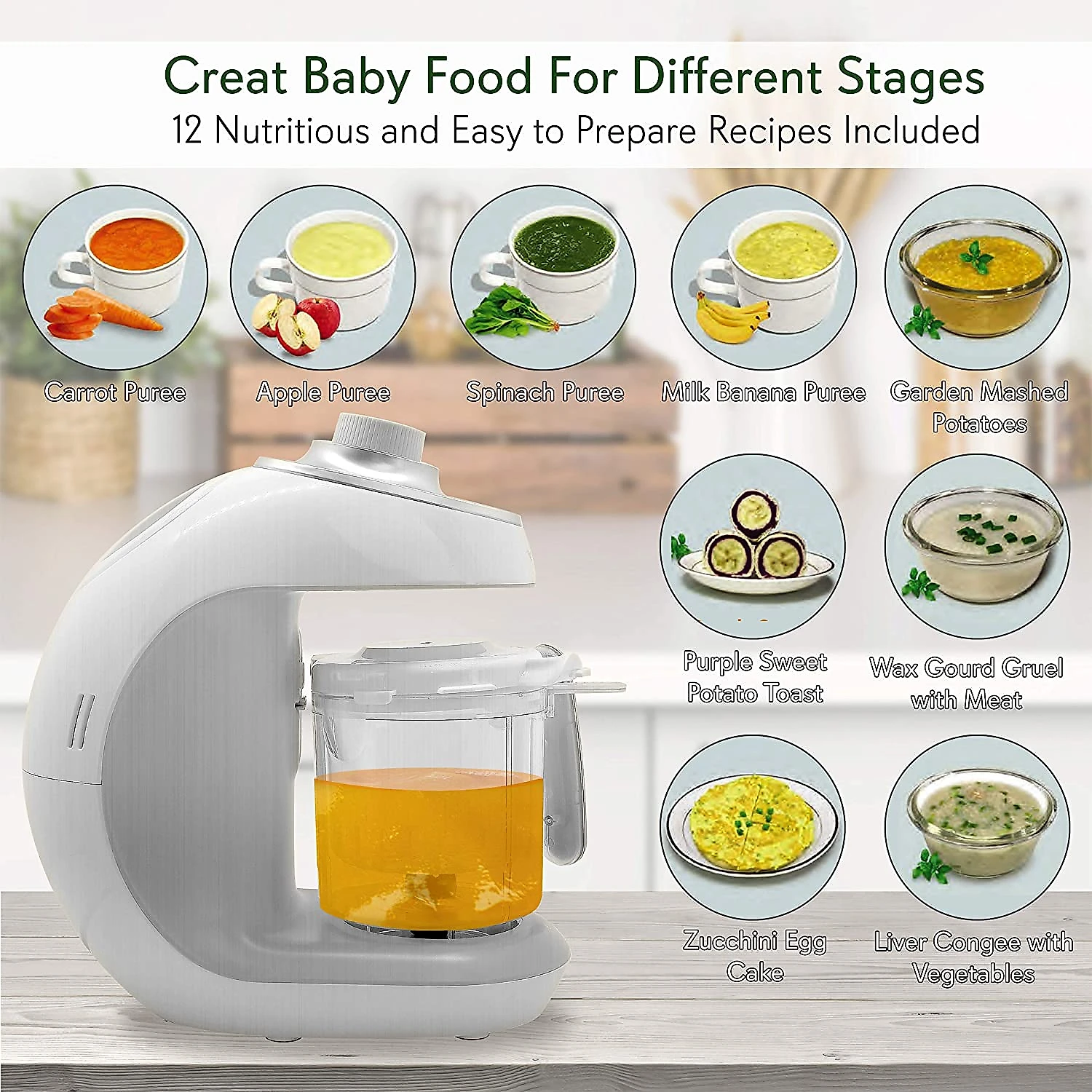 NutriChef Processador de Alimentos para Bebês 2 em 1 300mL430W c Temporizador