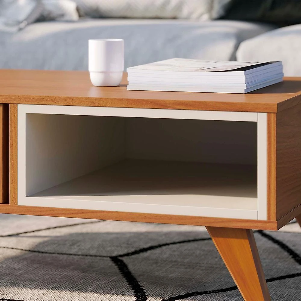 Mesa De Centro Para Sala 91 Cm Jeri Colibri Freijo Off White Matte
