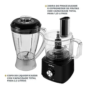 Multiprocessador de Alimentos Britânia Turbo 5 em 1 BMP900P 1000W Preto 110V 110V
