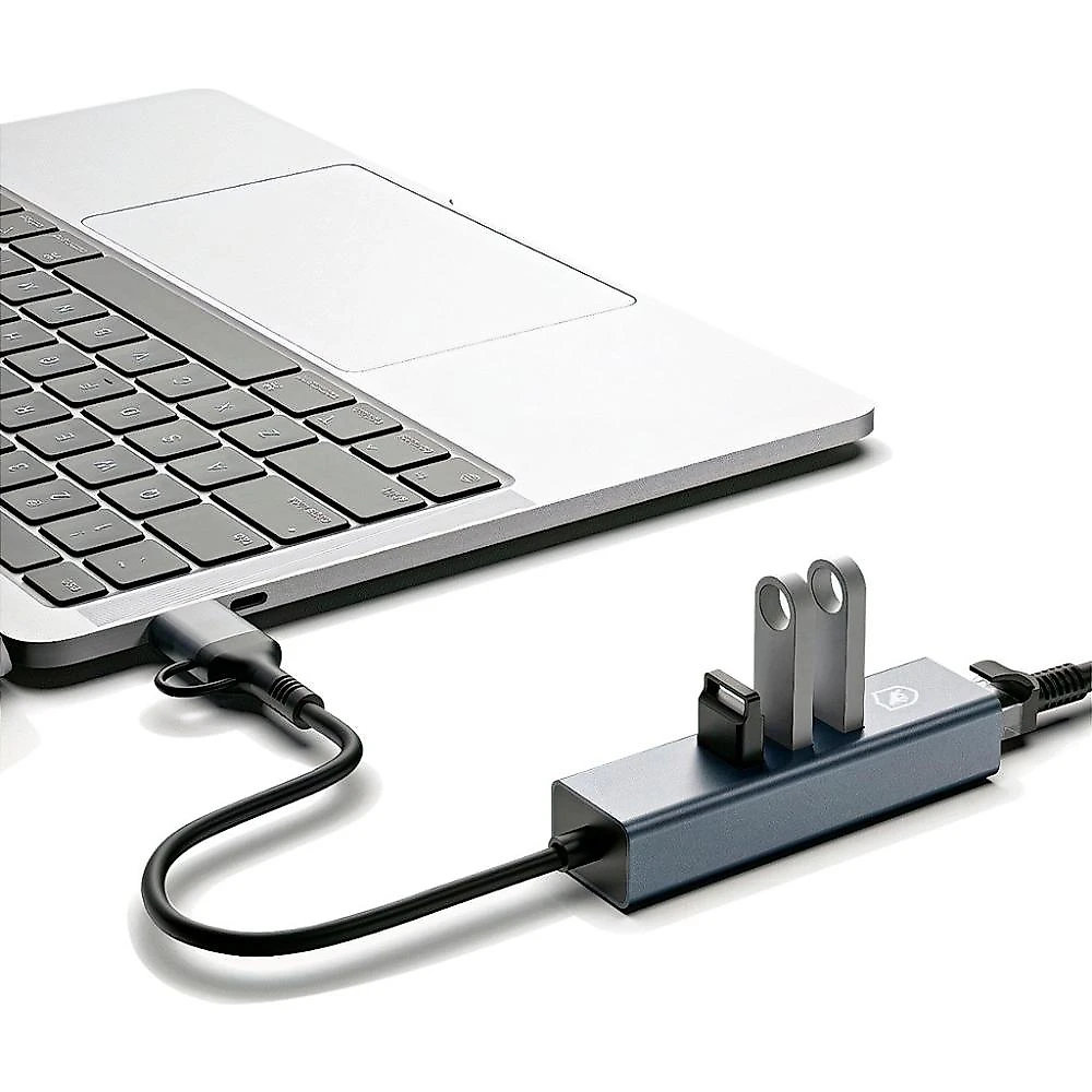 Adaptador Multiportas USB com Conector Ethernet LAN -Gshield