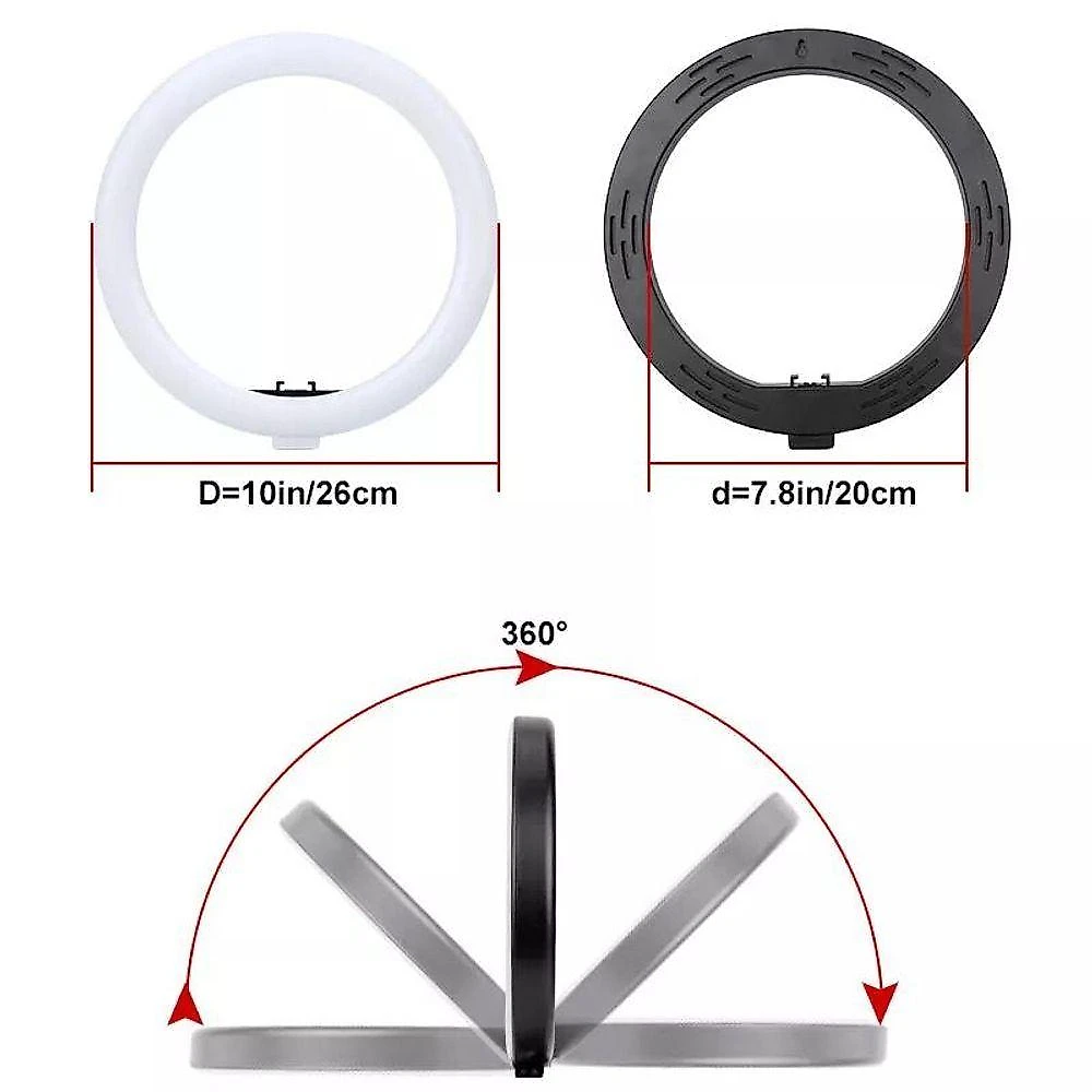 Ring Light 10" + Tripé + Phone Clip + Adaptador Ball Head