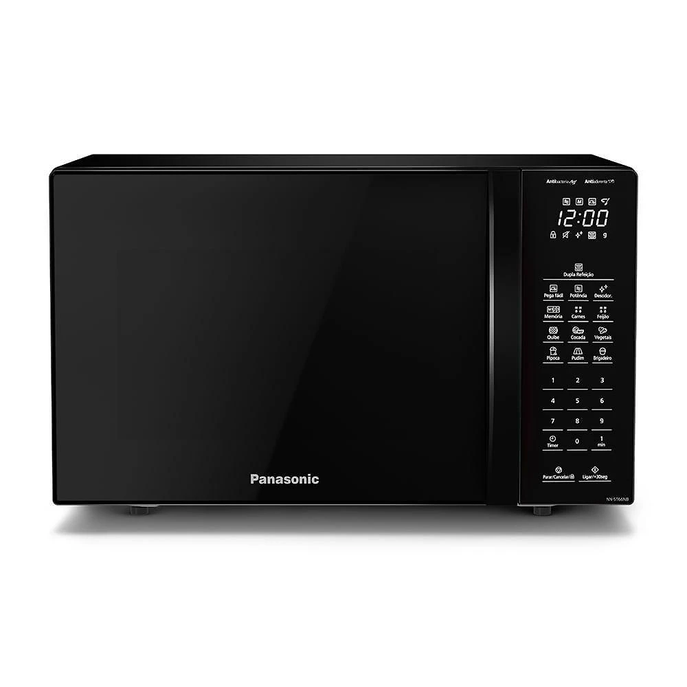 Micro-ondas de bancada panasonic nn-st66nbru 34l 900w dupla refeição preto 110v