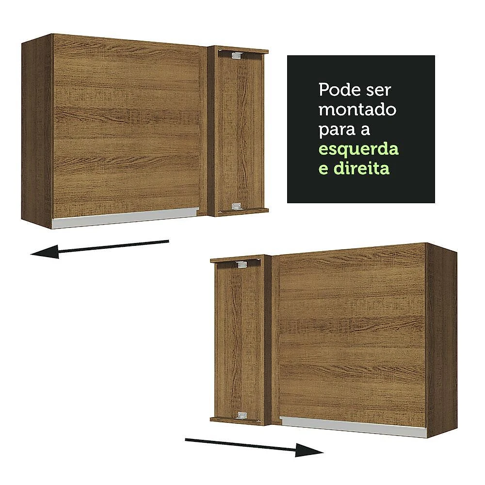 Armário de cozinha aéreo de canto 1 porta rustic glamy madesa