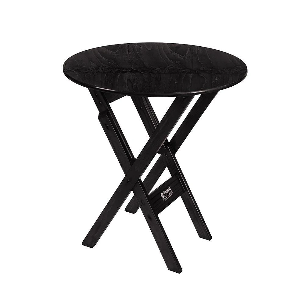Miniatura Mesa Redonda 70cm Dobrável Em Madeira Maciça - Preto - Preto