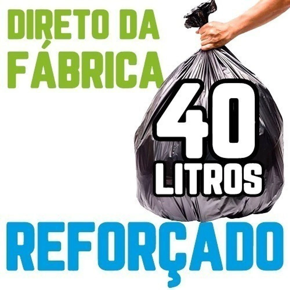 Saco de Lixo Kit 1.000un 40L Reforçado Preto para Uso Residencial Higipack