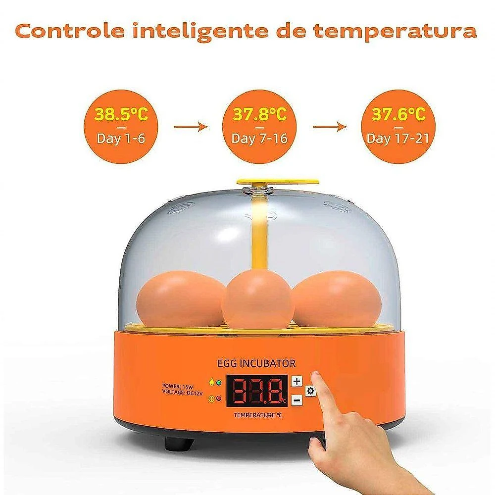 Chocadeira Mini Incubadora Lorben Semiautomática Rotação Automática Amarelo