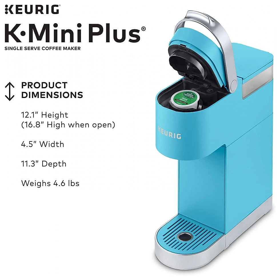 Cafeteira Elétrica Programável Keurig K Mini Plus Expresso Serve 177 ou 350 mL Aço Inoxidável, 110V, Azul
