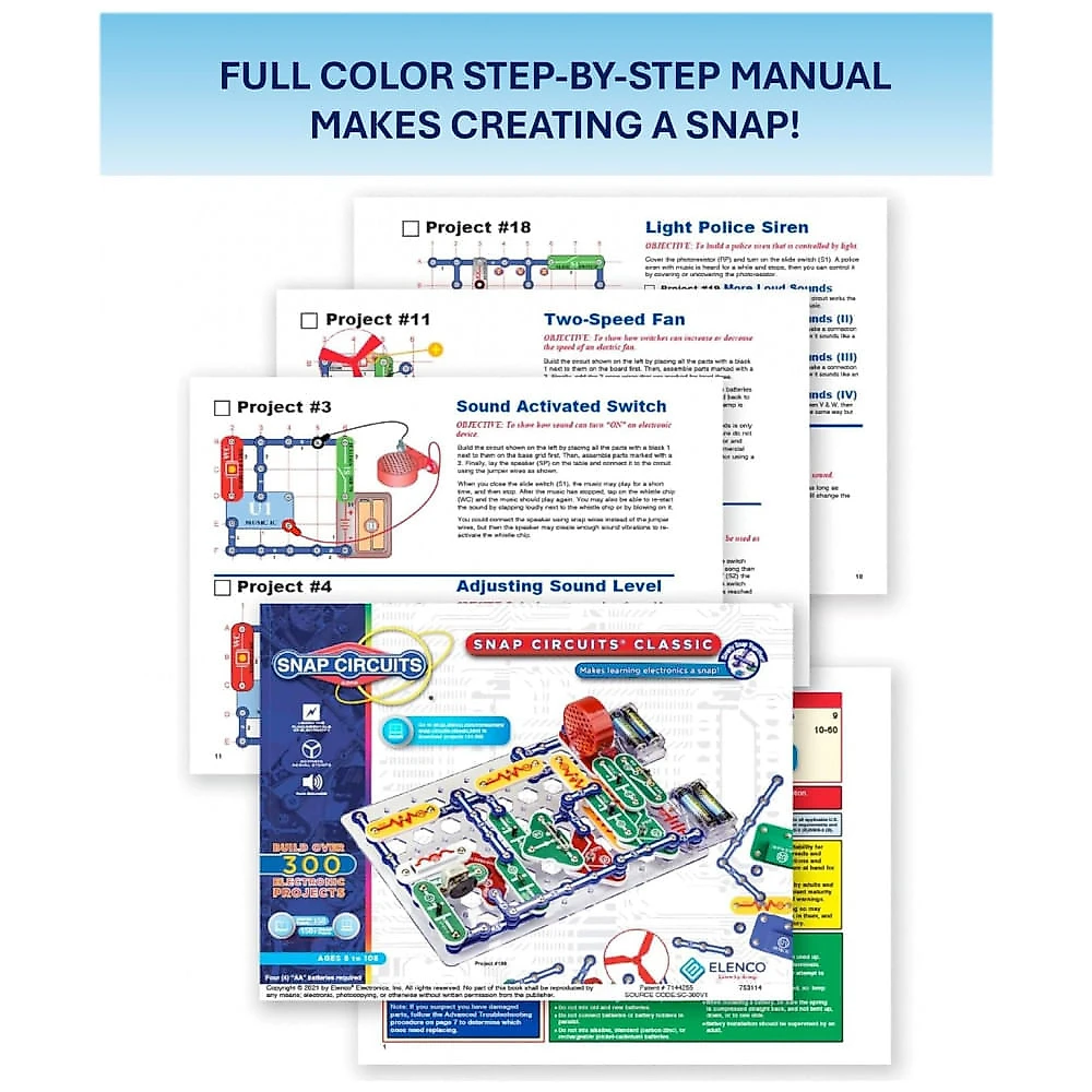 Snap Circuits SC-300 – Kit Educacional de Eletrônica com Mais de 300 Projetos para Crianças a Partir de 8 Anos