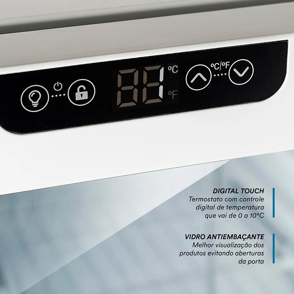 Refrigerador Expositor Vertical EOS 231 Litros Eco Gelo Digital Branco EEV210B 110V