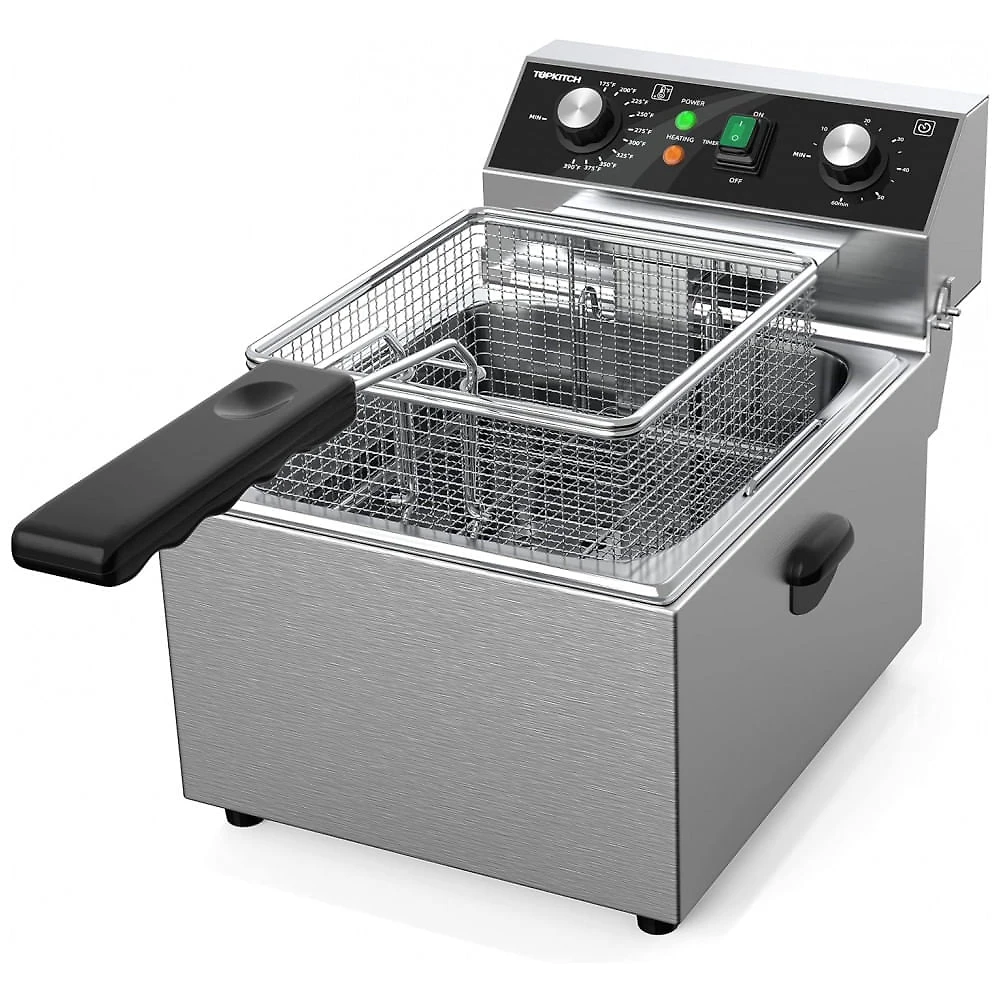 Fritadeira Elétrica Profissional 10 Litros de Capacidade, Aço Inoxidável, 110V 1800W, TOPKITCH