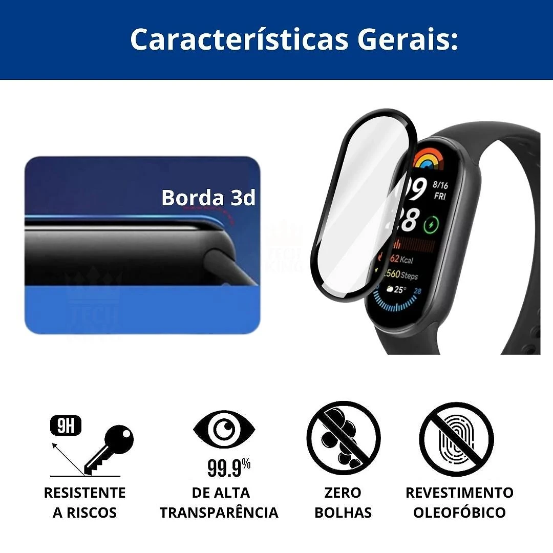 Miniatura Pulseira Inox Para Xiaomi Mi Band 8 2023 + Película Silicone