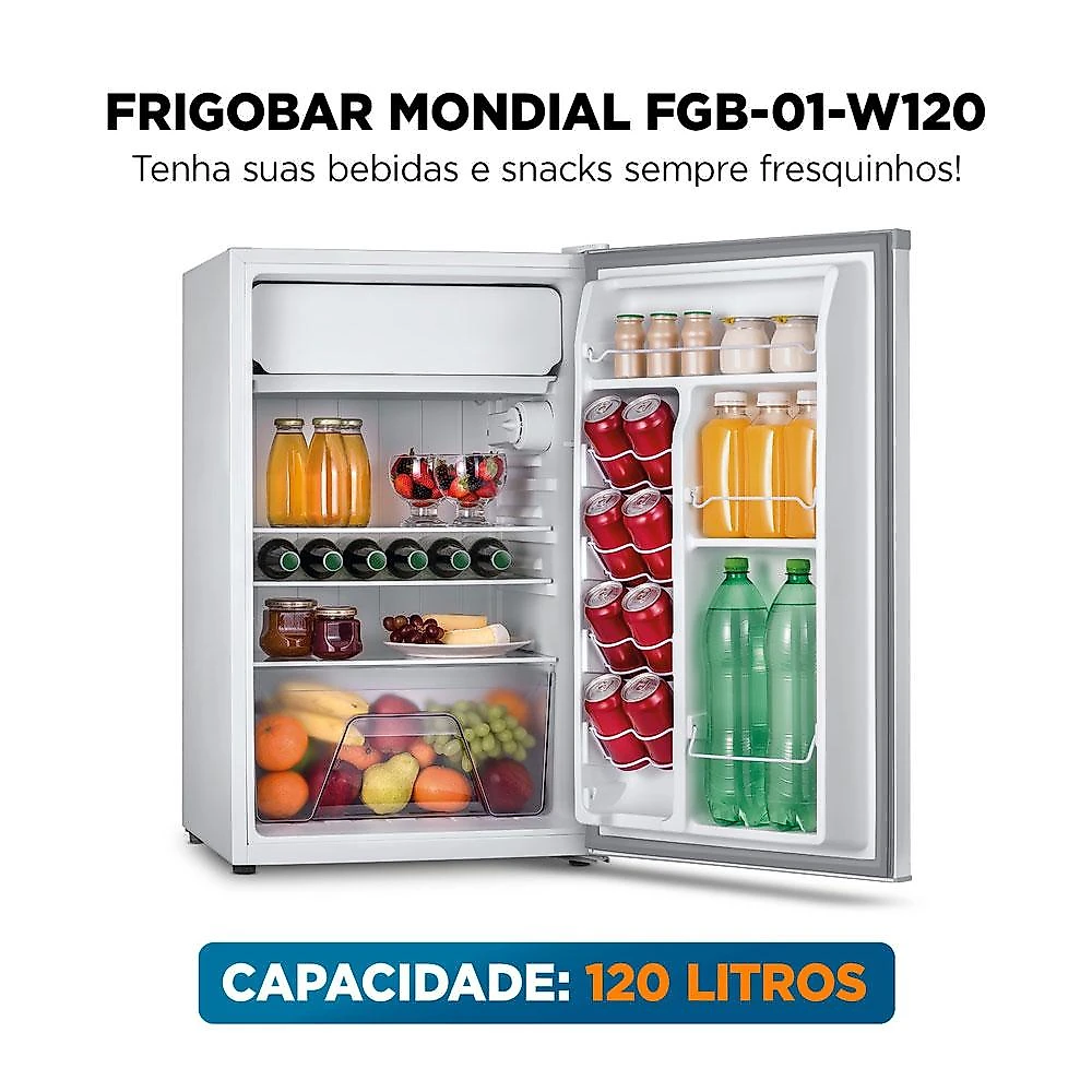Frigobar 120L Porta Reversível Mondial FGB01W120 Branco 220V 220v