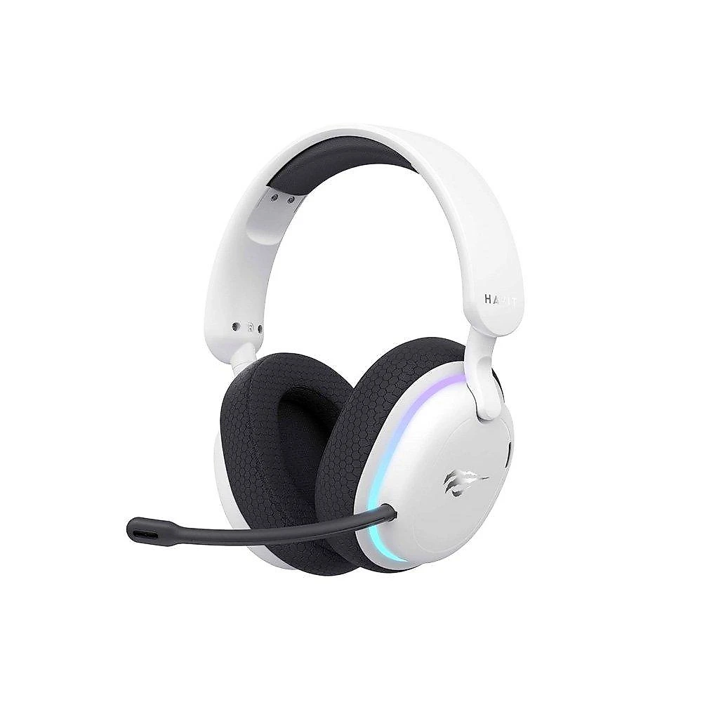 Headset Gamer Sem Fio Professional Fuxi-H7, RGB, Tri Mode, Bluetooth, Recarregável, USB-C, Branco - Fuxi-H7 White