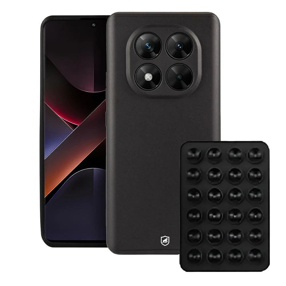 Kit Capa case capinha Silicon Veloz para  Xiaomi Poco X7 +  Ventosa - Preta - Gshield