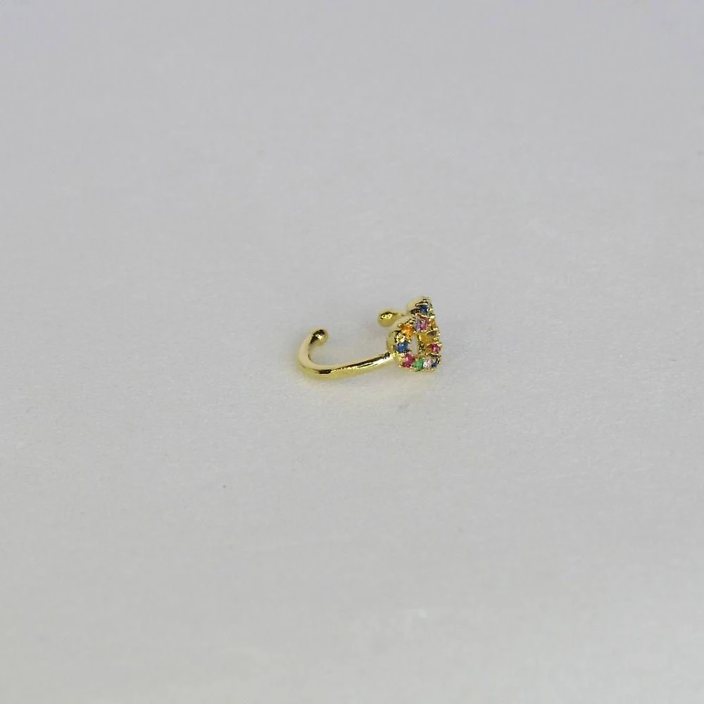Piercing Fake Floratta Joias Coração Zircônias Coloridas Ouro 18k Dourado