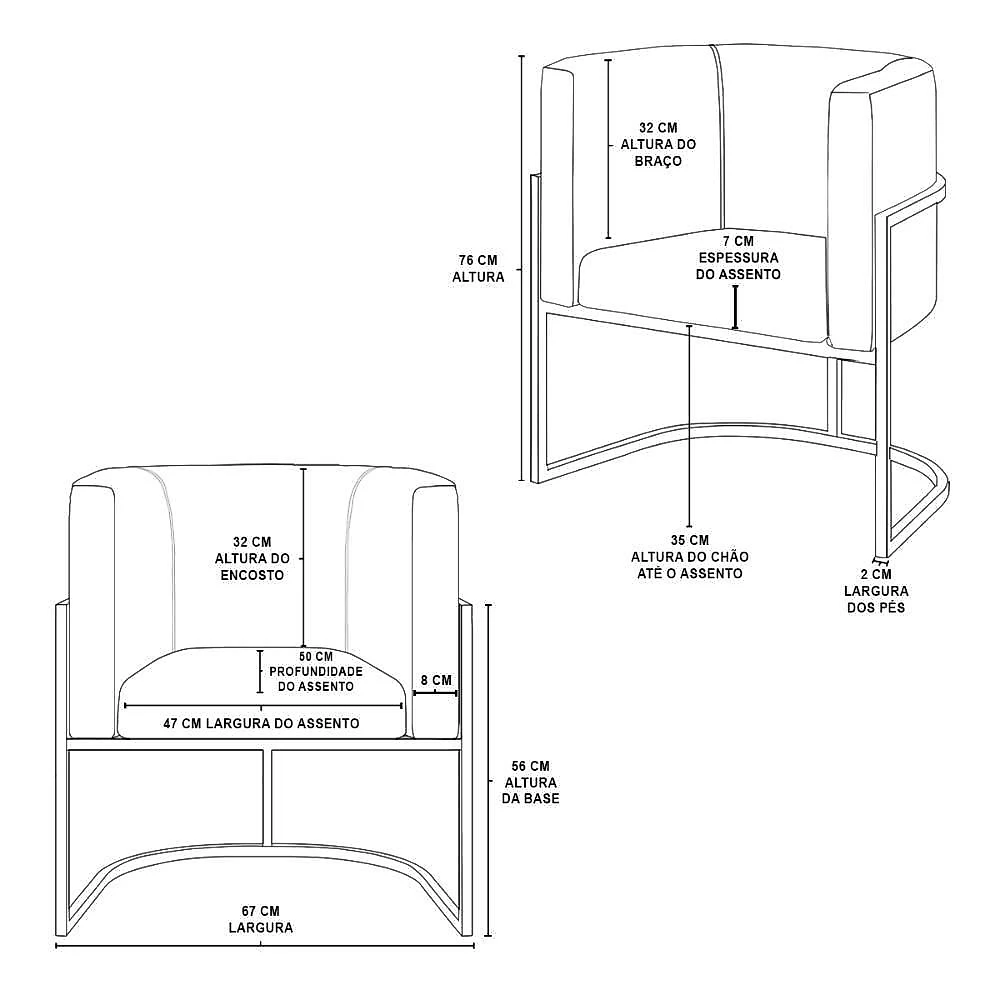 Kit 06 Poltronas Lua Sala Decorativa Base De Ferro Black Marrom