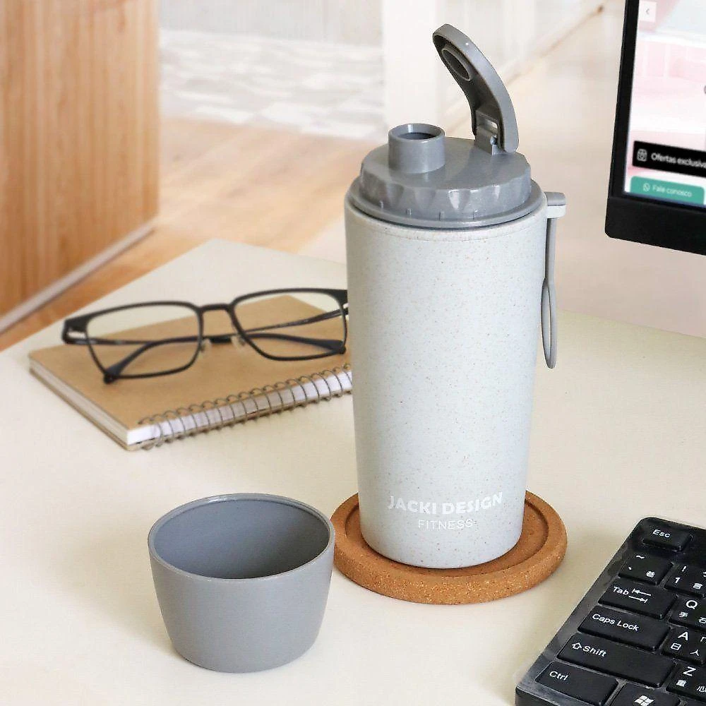 Kit Refeições Vibe Jacki Design – Marmita, Garrafa Térmica E Bolsa Térmica 2 Compartimentos - Cinza