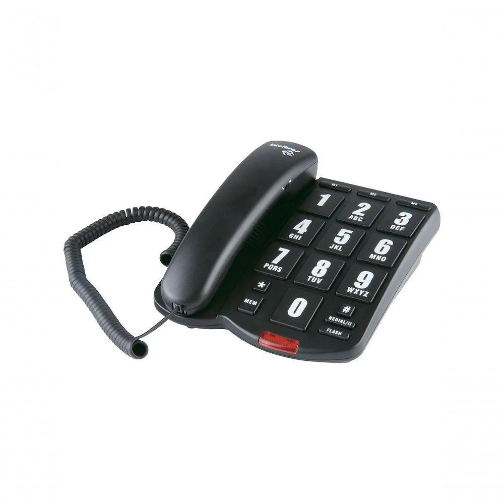 Telefone com Fio Intelbras Tok Fácil 4000034 com Teclas Grandes e Memórias de Discagem Preto 1