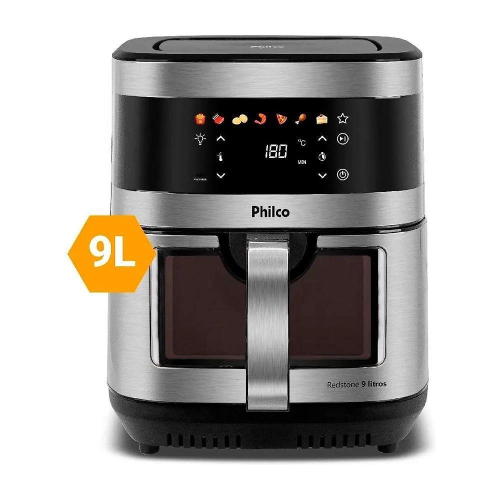 Fritadeira Air Fryer sem Óleo Philco PAF90C 9L 2000W Painel Digital Inox 110V