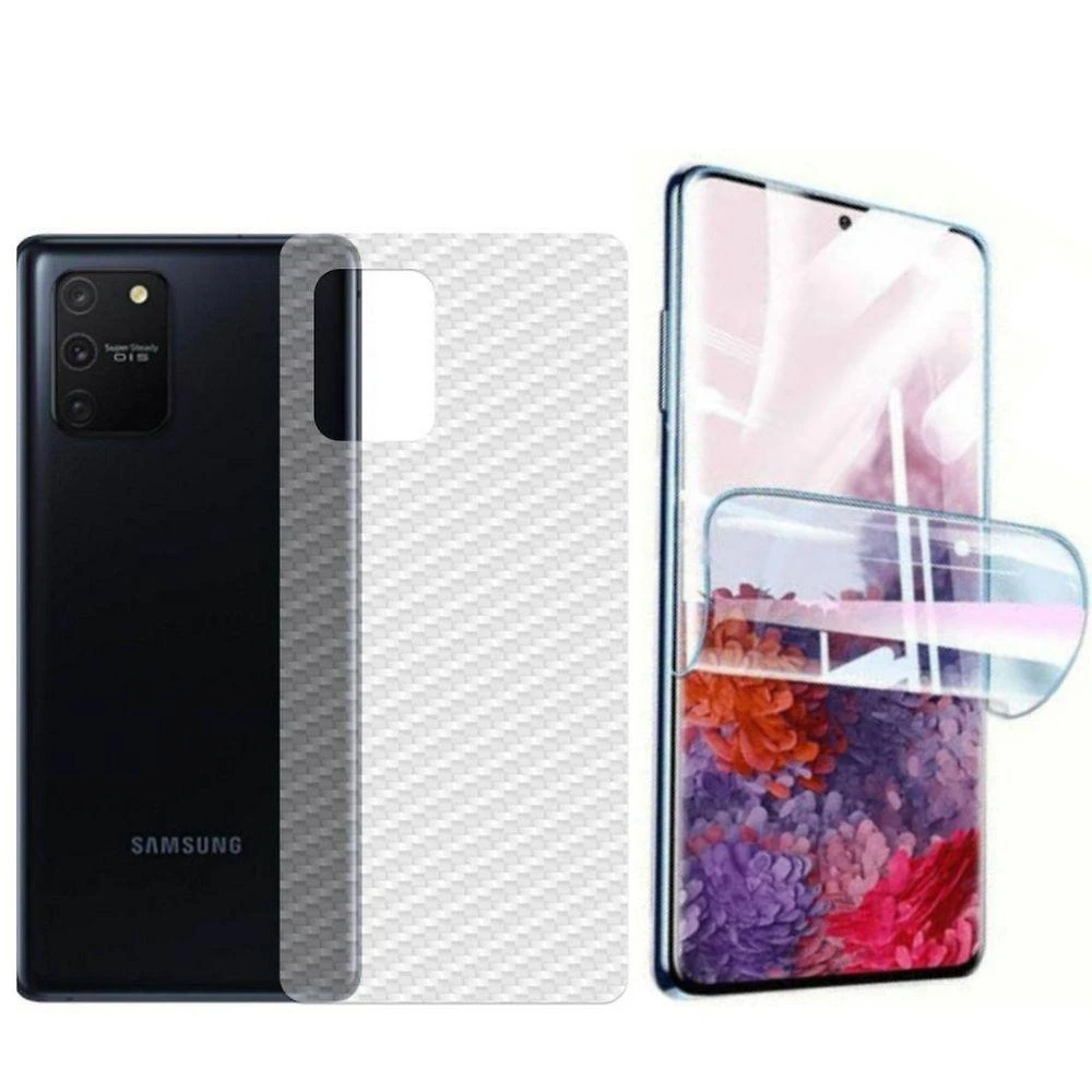 Película Hidrogel + Adesivo Fibra De Carbono Para Samsung Galaxy M80s - Transparente