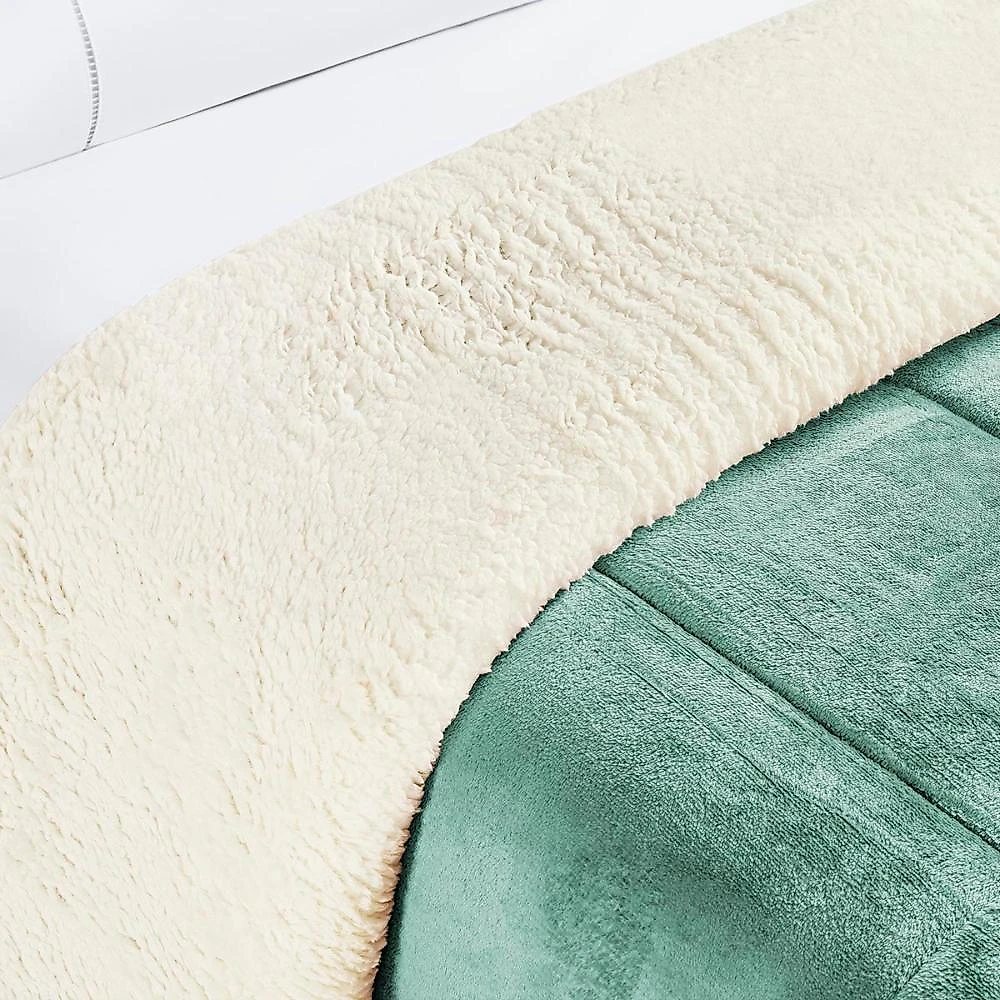 Coberdrom apollo solteiro sherpa manta flannel toque lã de carneiro - verde alecrim