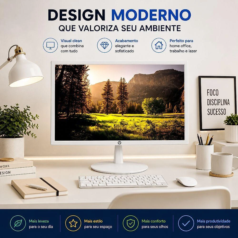 Monitor Widescreen 24" Full HD 75Hz Branco Brazil PC HDMI VGA VESA