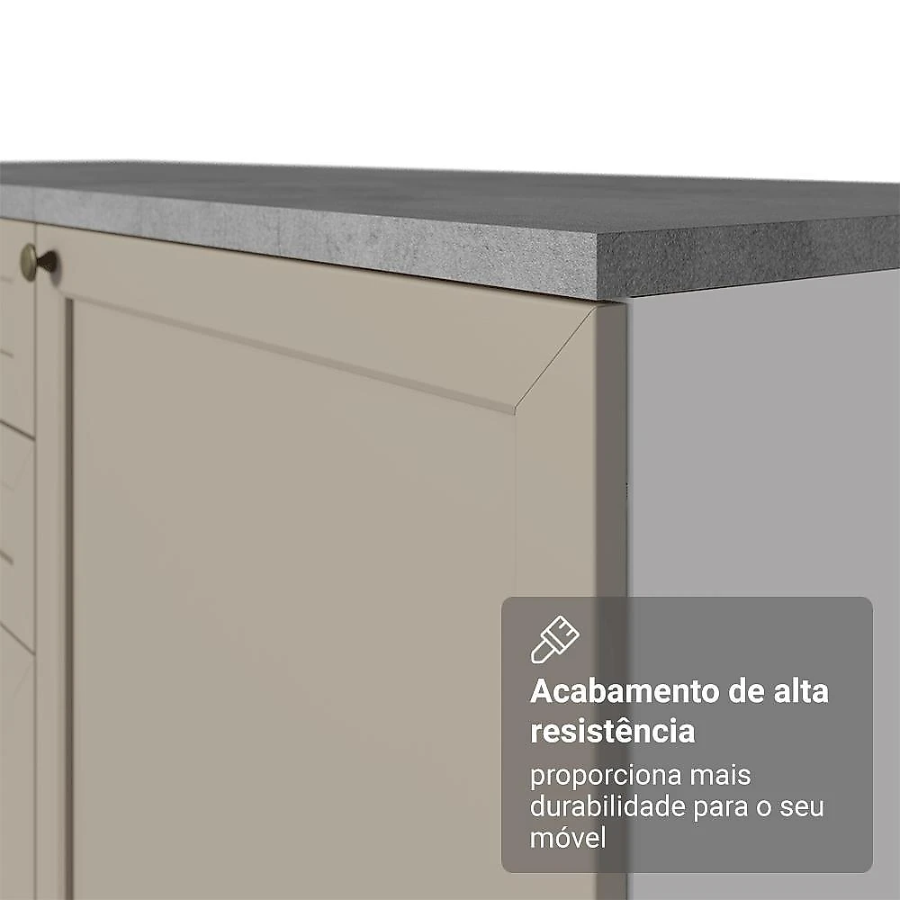 Balcão gabinete de pia 120 cm (com tampo) branco/crema vik madesa