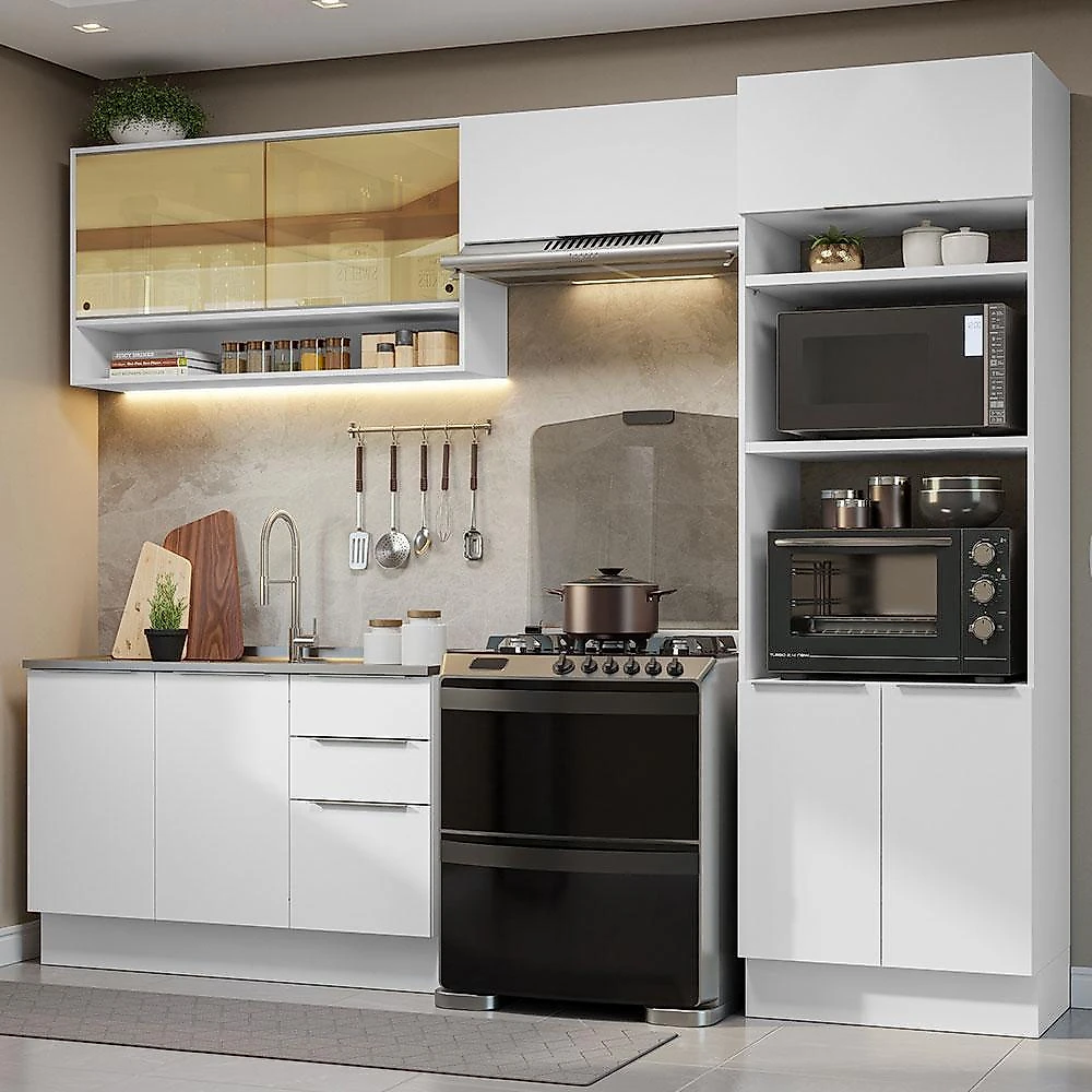 Armário de cozinha completa 270cm stella madesa 07 branco