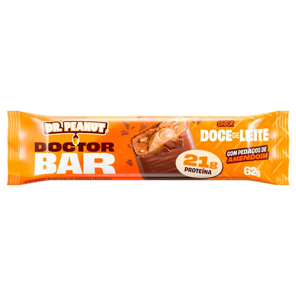 Doctor Bar Dr.Peanut Sabor Doce de Leite com Pedaços de Amendoim com 21g de Proteína 62g