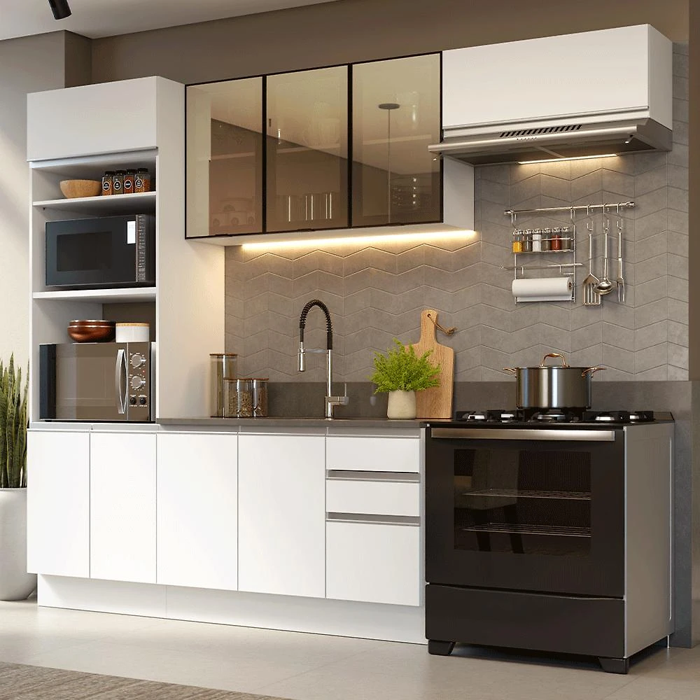 Armário de Cozinha Completa 270 cm Glamy Madesa 17B