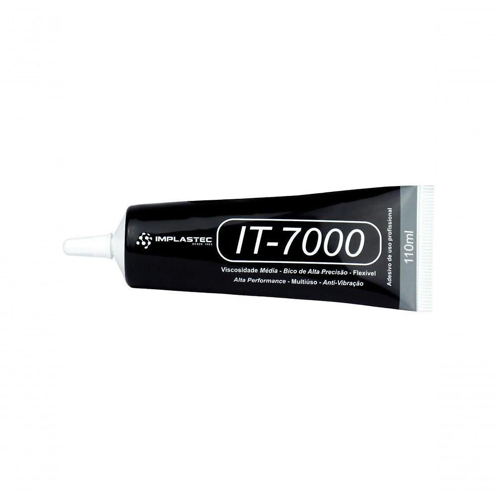 Cola para Tela de Celular Implastec IT7000 para Manutenção de Eletrônicos Preta 110ML
