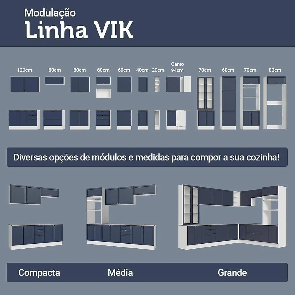 Armário Aéreo 50cm 1 Porta Branco/azul Vik Madesa Branco/azul