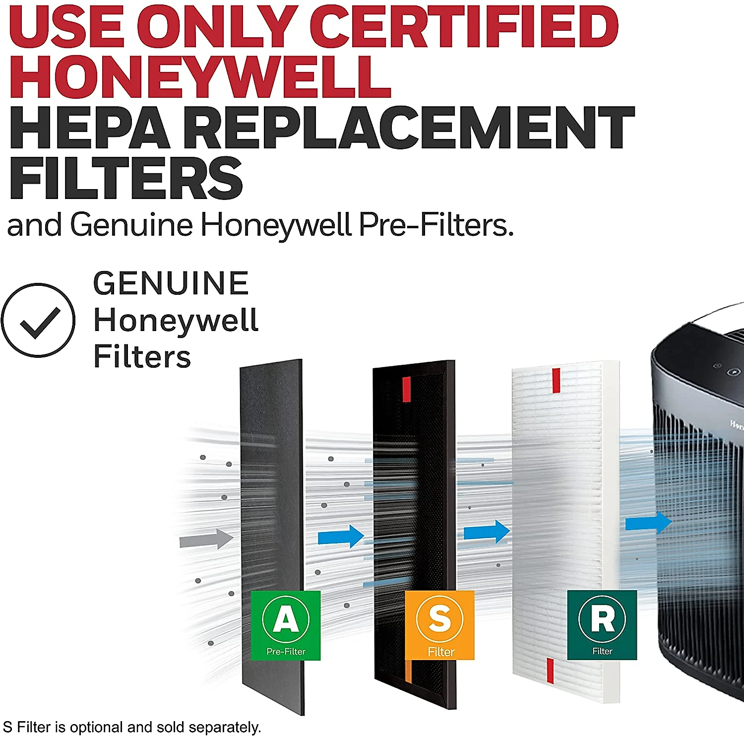 Honeywell HPA5300 Purificador de Ar cFiltro HEPA Área até 45 m 2 cIndicador de Qualidade Preto