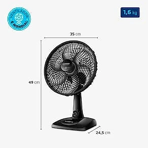 Ventilador de Mesa 30cm Mondial Super Power VSP-30-B 6 Pás 3 Velocidades - Preto 110V